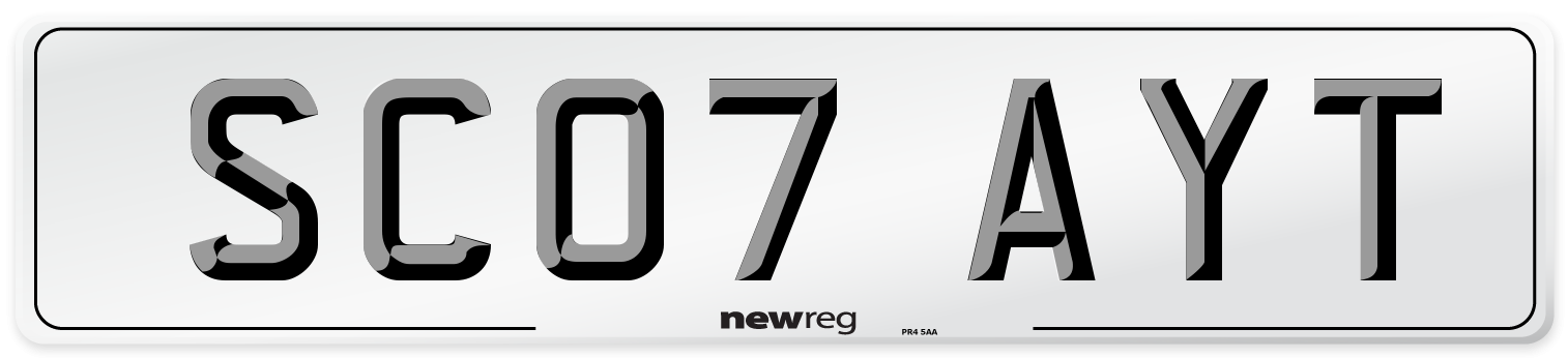 SC07 AYT Number Plate from New Reg